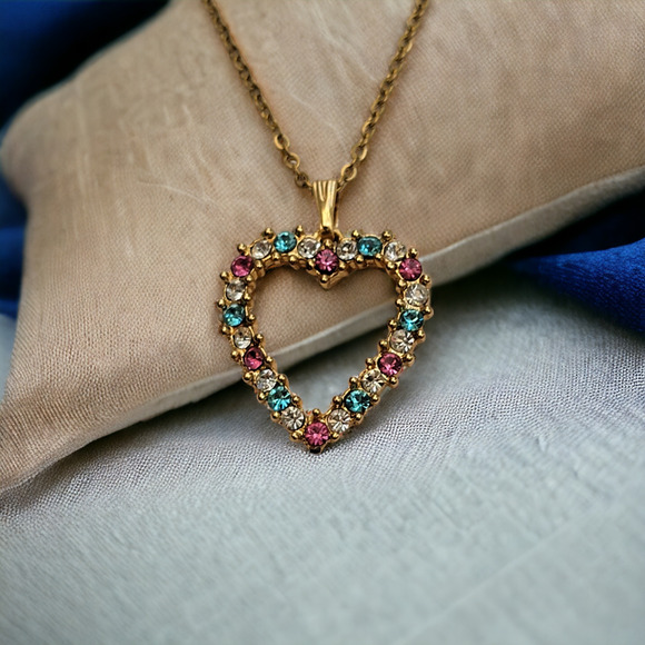 Colorful Heart Jewelry, 18in Gold-Tone Chain, - Picture 13 of 16